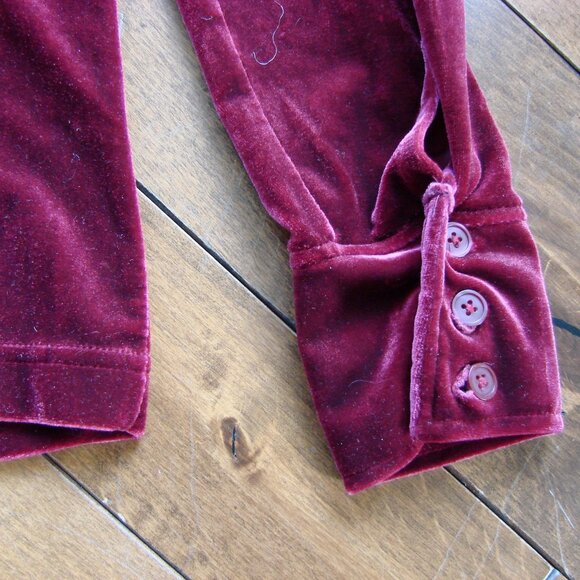 Gap Velvet Shirt Button Up Holiday Party Burgundy Wine Loose Size Large - Picture 12 of 12